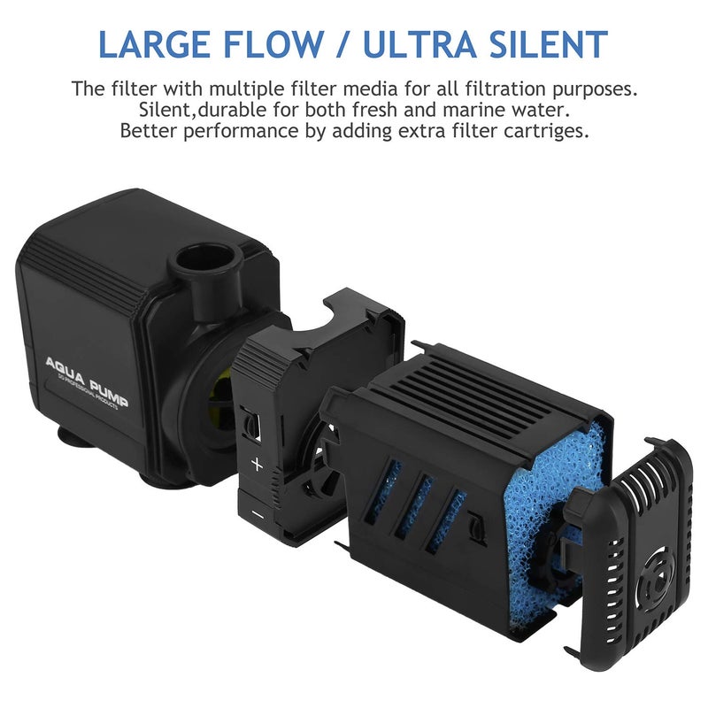 NO.17 Submersible Aquarium Internal Filter 6W, Adjustable Fish Tank Filter with 132 GPH Water Pump for 1-10 Gallon Fish Tank - Image 3